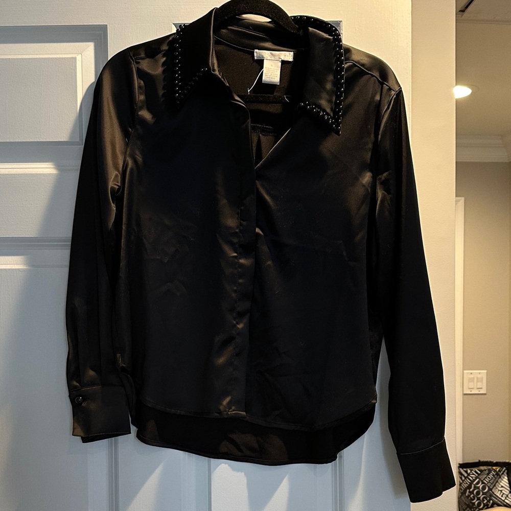 Design History Black Studded Blouse